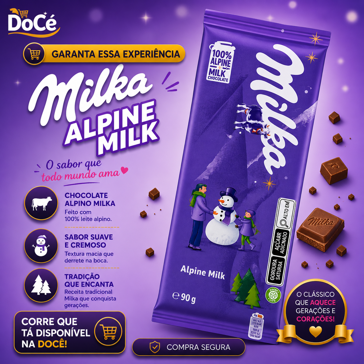 Barra Milka Alpine Milk 90g