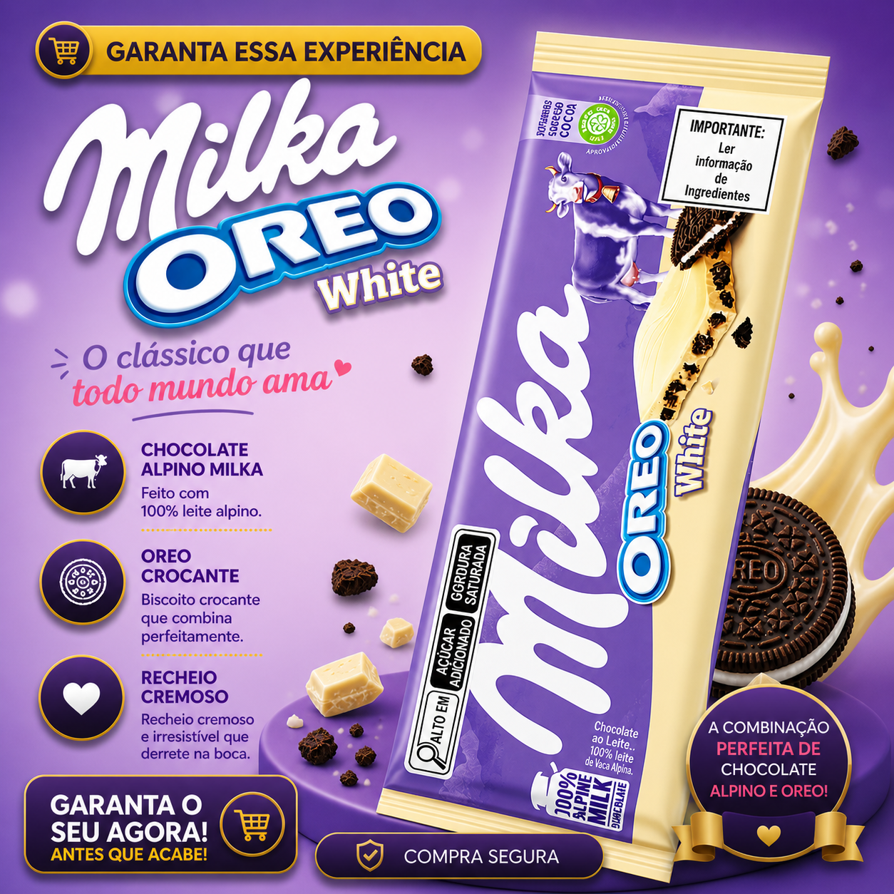 Barra Milka Oreo White 90g