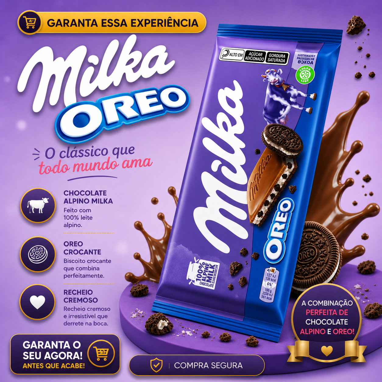 Barra Milka Oreo 90g