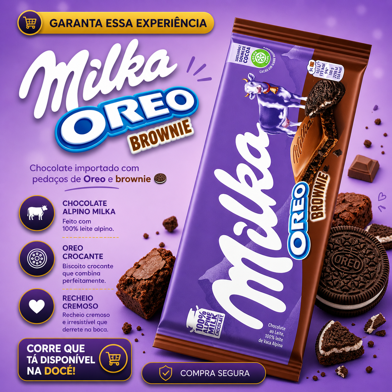 Barra Milka Oreo Brownie 90g
